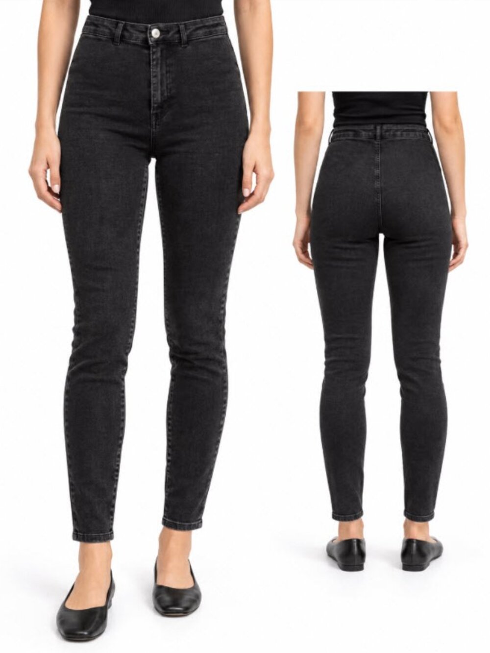 TOTEME Tight Fit Skinny Jeans Washed Black Pocketless Size 26 Designer